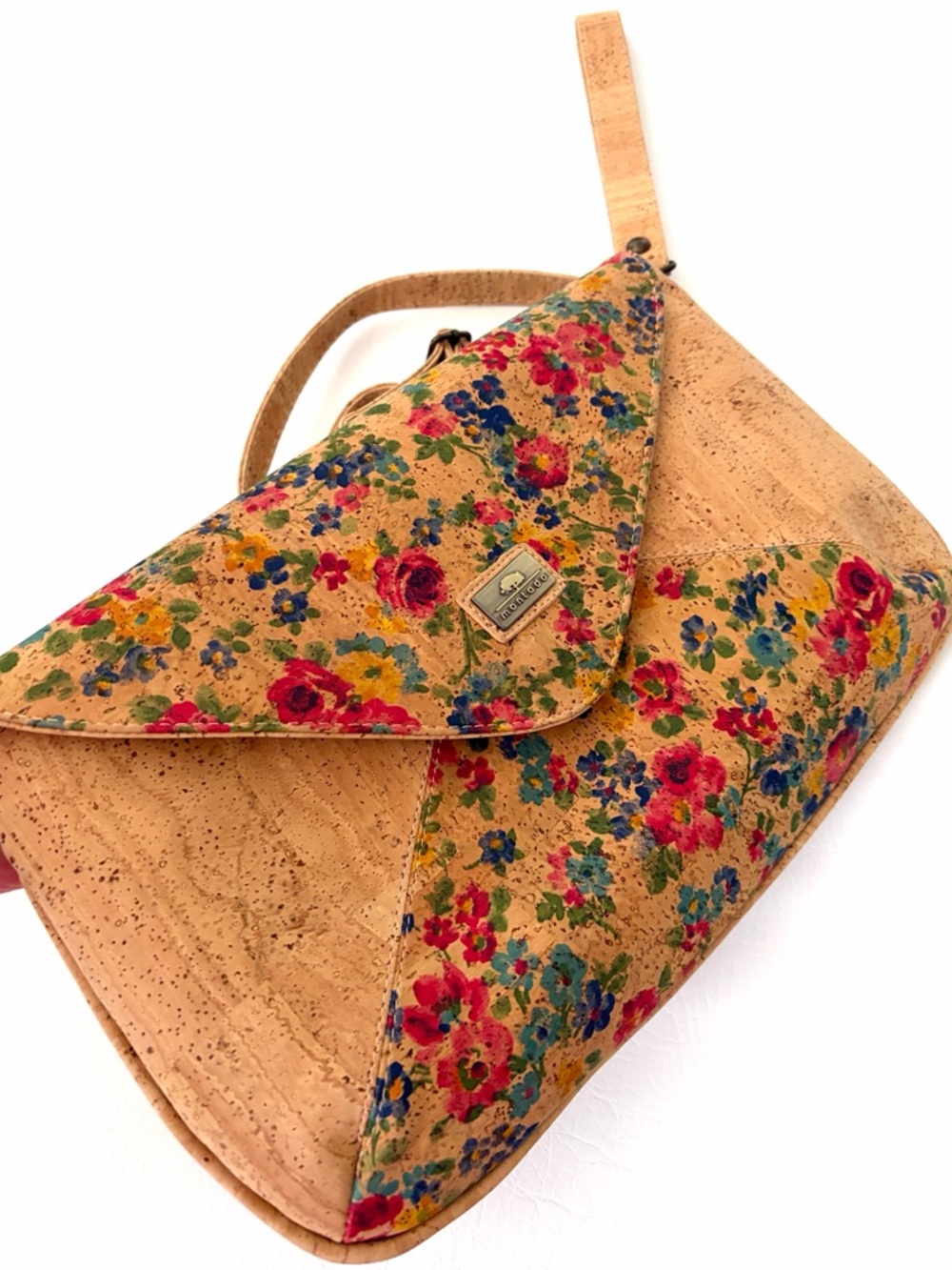 Montado Floral Cork Envelope Crossbody Bag Clutch New in Natural - Picture 3 of 12
